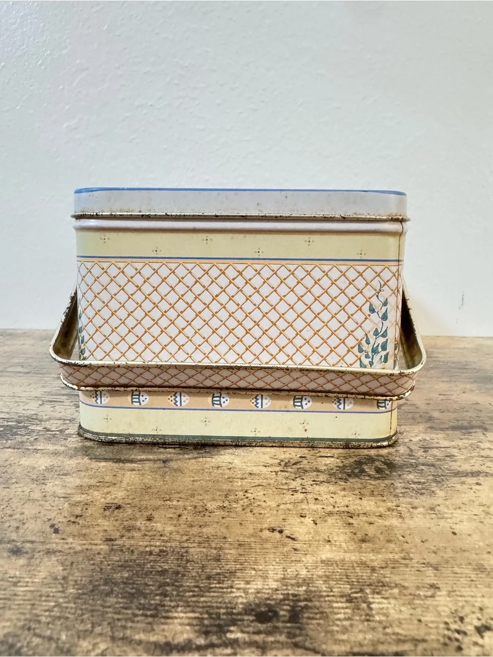 Vintage Jan Hagara “Victoria” Metal Sewing Basket Tin